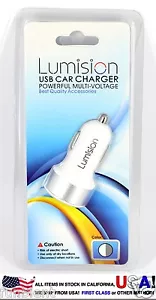 White/Silver USB Car Charger Dual 2 Port for iPhone Samsung HTC 3.1a 2.1a travel - Picture 1 of 9