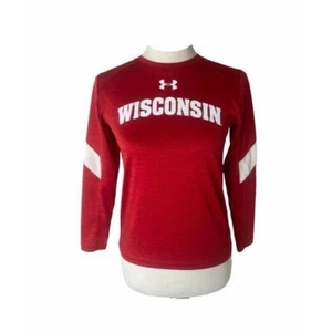 Wisconsin Badgers Boy's Medium Shirt Under Armour Red Heat Gear Long Sleeve - Picture 1 of 6