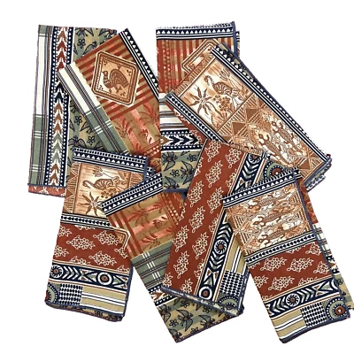 Set of 8 Tribal-Themed Dinner Napkins Multicolor  Square 17" Brown Camel - Image 1 of 4