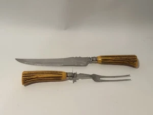 Vintage Cutlery Knife and Fork Bakelite Stag Handle Sheffield England   - Picture 1 of 10
