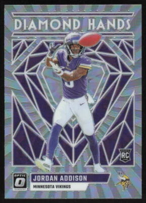 2023 Donruss Optic Diamond Hands Holo Rookie Jordan Addison Vikings - Image 1 of 2