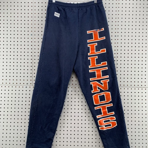VTG 90s University Illinois Fighting Illini Swear Pants Navy Blue Adult XL 30x31 Cover