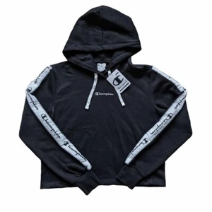 Black cropped Champion hoodie with tapped sleeves - BNWT! - Picture 1 of 1