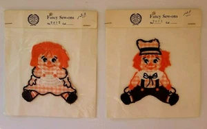 Vintage RAGGEDY ANN & ANDY 4 Patches Applikation Neu in Verpackungen Roblee & Crown Sew - Bild 1 von 3