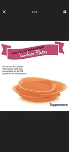 Tupperware Microwave Reheatable Luncheon Plates Set of 4 Clemson Orange NEW - Picture 1 of 6