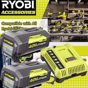 2 Pack 7500mAh OP4026 Replacement for Ryobi 40V Lithium Battery / Charger Combo - Picture 1 of 28