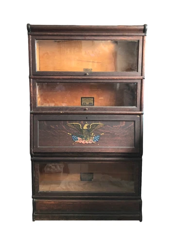 Fabulous Antique Oak Globe Wernicke Barrister Stacking Sectional Bookcase w/Desk Cover