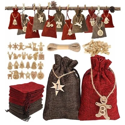 QLS Adventskalender 2024 Jutesäckchen zum befüllen 24 Stk DIY - Bild 1 von 4
