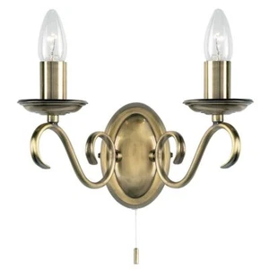 Endon 2030-2AN 2 Light Wall Light In Antique Brass - Picture 1 of 1