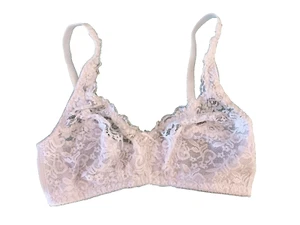 Sujetador de copa completa de encaje semi transparente blanco sin alambres Everyday UK 40DD - Imagen 1 de 4