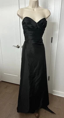 Maxi Vestido Jim Hjelm Vintage Negro Tafetán Sin Tirantes Largo Completo Para Mujer’s S Foto 1 de 4