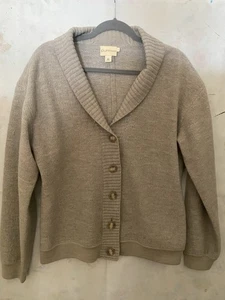 VTG PureDKNY Cardigan Womens Size M Grey 100% Wool Button Up Long Sleeve - Picture 1 of 10