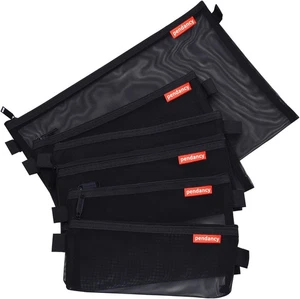 Anhänger Netz Reißverschluss Etui 5 Stück leicht A4 A5 A6 Federmäppchen, schwarz-1  - Bild 1 von 9