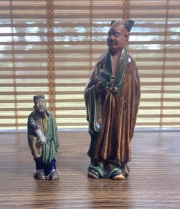 Vintage Mudmen Chinese Figurines Shiwan Glazed Hand Crafted - Picture 1 of 11