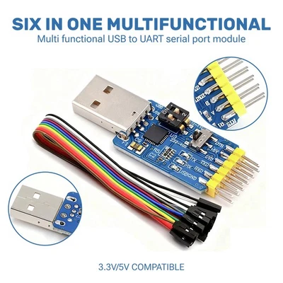 ​​6 -in- 1 CP2102 USB Serial Interface Module - TTL RS485 RS232 Auto - Recovery - Image 1 of 4