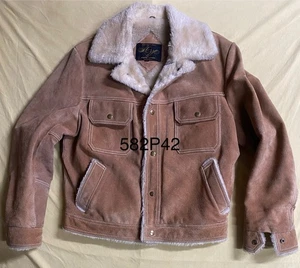 VTG 70S THE RANCHER ORIGINAL SHEARLING JACKET SUEDE LEATHER SZ42 broke in COND. - Picture 1 of 7