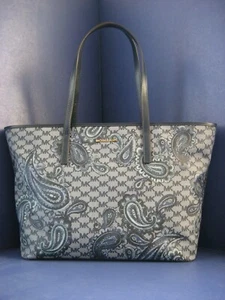 NWT Michael Kors Navy Paisley Emry Large Top Zip Tote Navy w/Gold-Tone Hardware - Picture 1 of 10