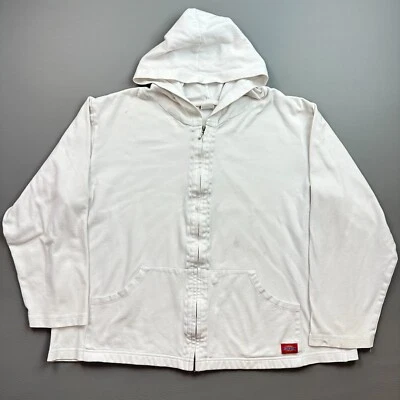 Sudadera con capucha Dickies para mujer XL blanca cremallera completa elástica con capucha ropa de trabajo Y2K Foto 1 de 4