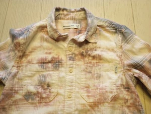 Hand Bleached Plaid Flannel Shirt Pink/Purple Farmhouse BOHO Youth Girls Med 7/8 - Picture 1 of 7