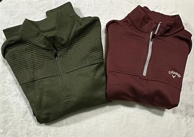 2-Callaway 套衫男式 M 高尔夫 25 美分拉链长袖中号 — 第 1/4 张图片
