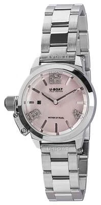 U-Boat Classico Steel Pink Mother-Of-Pearl Dial Diamonds Date Womens Watch 8898 - image 1 of 2