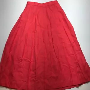 Talbots Petites Skirt Womens 4P Pink Retro Pleated Long Linen Blend Made in USA - Picture 1 of 14