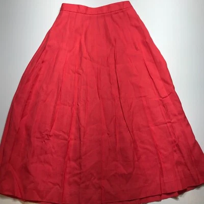 Falda Talbots Petites Mujer 4P Rosa Retro Plisada Larga Mezcla de Lino Hecha en EE. UU. Foto 1 de 4