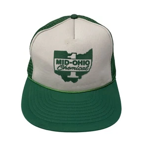Vtg 80's Winner ROUGHNECK Green Mesh TRUCKER Hat MID OHIO CHEMICAL Snapback Cap - Picture 1 of 10
