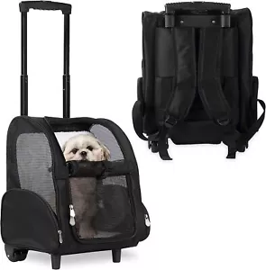 Mochila de lujo KOPEKS portadora de viaje mascotas de doble rueda grande - negra - usada - Imagen 1 de 7
