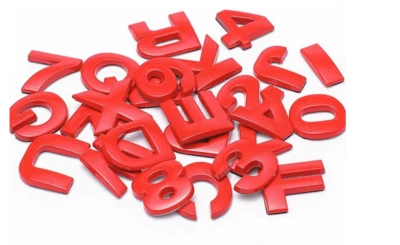 RED 3D FULL Metal Self Adhesive Alphabet Car Letters & Numbers Stickes Badge. - Image 1 of 4