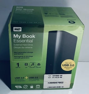 WD My Book Essential 1TB External Hard Drive (WDBACW0010HBK-NESN) New Sealed - Picture 1 of 8