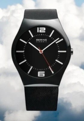 Bering черный тонкий керамические наручные часы - 32039-448 из нержавеющей стали ремень новый без коробки - Изображение 1 из 4