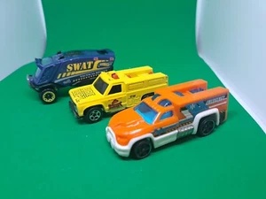 Hot Wheels Mattel Rescue Duty Orange Vehicle + Fire Dept Truck + SWAT Aero Pod - Picture 1 of 6
