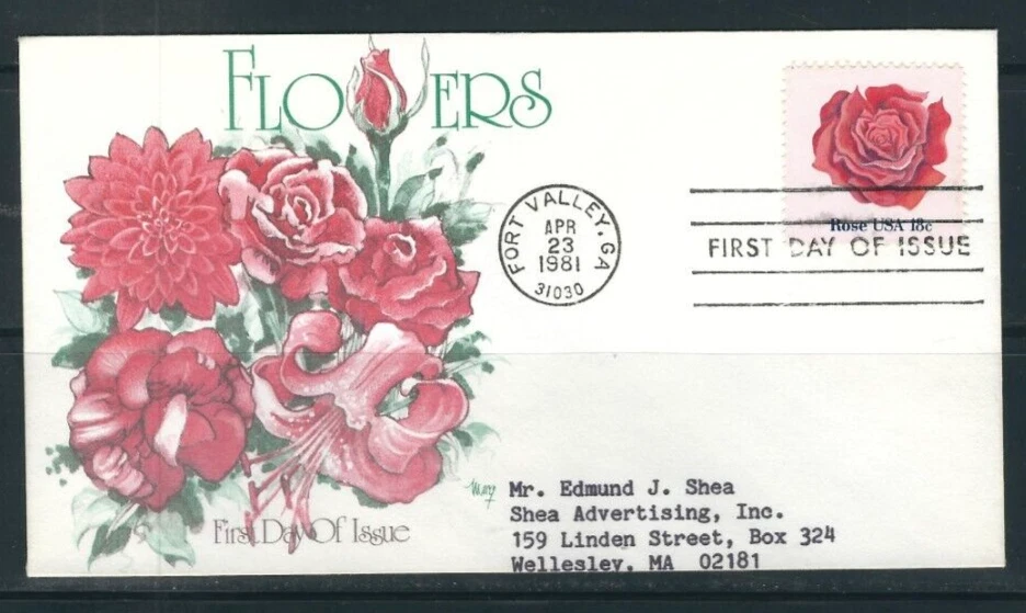 USA SC # 1276 Flowers - Rose - FDC . Marg Cachet - Image 1 of 1