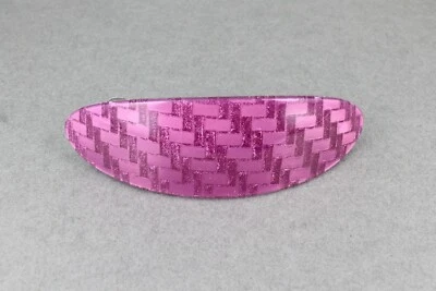 Magenta Pink barrette oval plastic curved hair clip 3 7/8" long 1" wide sparkly - Image 1 of 4