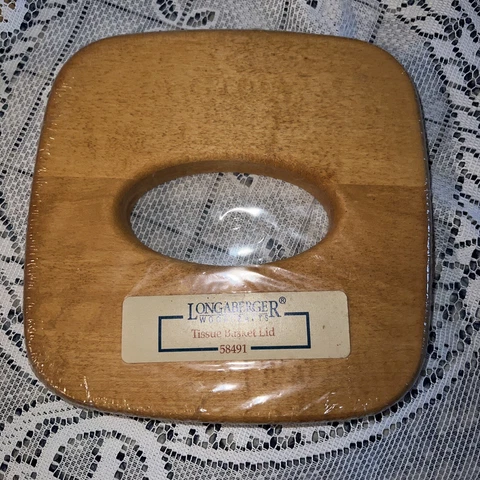 Longaberger 1998  Tall Tissue Basket Wood Crafts Lid  ~ Classic Stain Cover