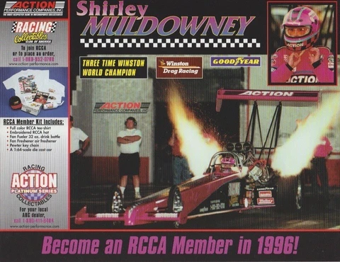 1996 Shirley Muldowney Action Performance Top Fuel NHRA IHRA postcard Cover