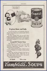 Vintage 1920 CAMPBELL'S Tomato Soup Food Campbell's Kids 1920's Print Ad - Picture 1 of 1
