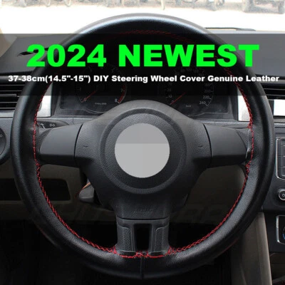 For Toyota Sienna 2011 2012-2020 Black+Red 15" Leather Car Steering Wheel Cover Foto 1 de 4