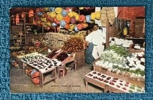 Alte postfrische Postkarte, Mexiko Marktplatz, in der Nähe von Laredo, Texas. Unbenutzt! (grün) - Bild 1 von 2