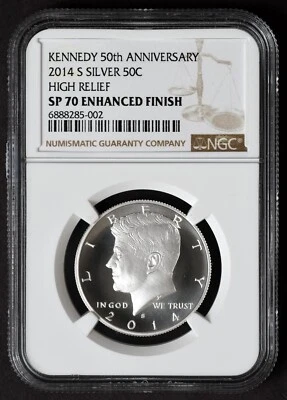 2014-S NGC SP70 John F Kennedy JFK 50th Enhanced Silver 50C SP 70 - Image 1 of 2