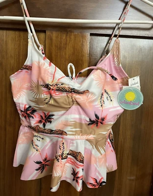 Island Soul Woman's Tank Drawstring Bra Swim Top Size S - Image 1 of 4