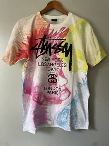 Vintage Stussy Worldwide Punk Heads AOP All Over Print Size M LOOK! - Picture 1 of 9