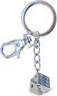 Aqua79 Dice Cube Keychain - Silver 3D Sparkling Charm Rhinestones Fashionable St