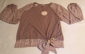 Top/camicetta UMGEE taglia SM Dusty Rose maniche basse fascia/cravatta cucitura Dolman nuovo con etichette - Foto 1 di 12
