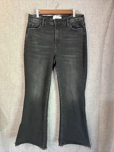 FLYING MONKEY Size 31 High Rise Flare Leg Raw Hem Jeans Hippie Black Women's - Picture 1 of 14