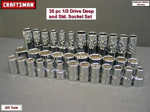 CRAFTSMAN 35pc Short & Deep 1/2 SAE METRIC MM 12pt ratchet wrench socket set 33 - Picture 1 of 5