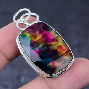 Colgante de joyería de plata de ley 925 con piedras preciosas de ammolita 1,89" regalo X-Mas a353 - Imagen 1 de 4