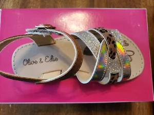 TODDLER GIRL'S OLIVE AND EDIE *IVY* SANDALS COLORS~TAN/GOLD/ANIMAL PRINT SIZE 9M - Picture 1 of 5