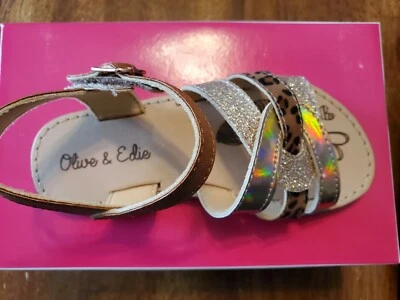 SANDALIAS NIÑA OLIVA Y EDIE *HIVY* COLORES~BRONCEADO/ORO/IMPRESIÓN ANIMAL TALLA 9M Foto 1 de 4